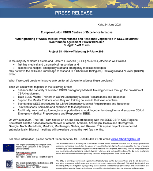 PRESS RELEASE Project 88 - Kick-off Meeting 24thJune 2021